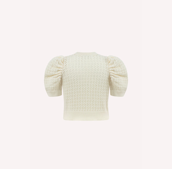 Knit Sweater with Puff Sleeves