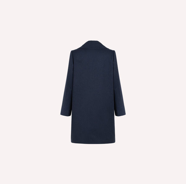 Pinstripe Wool Double-Breasted Coat