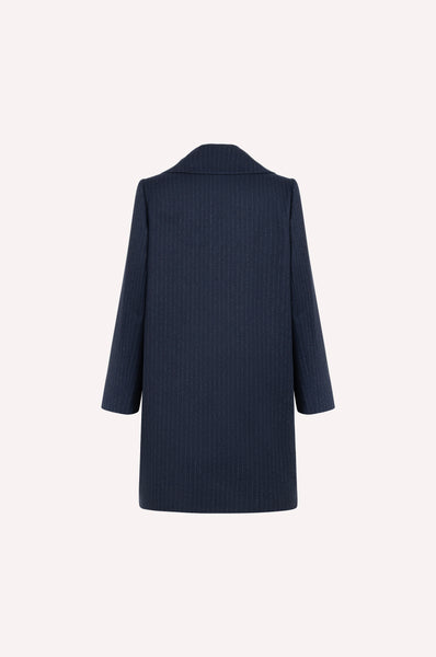 Pinstripe Wool Double-Breasted Coat