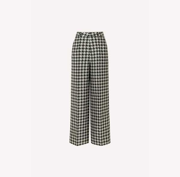Pied-de-Poule Wide-Leg Wool Pants