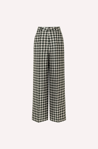 Pied-de-Poule Wide-Leg Wool Pants