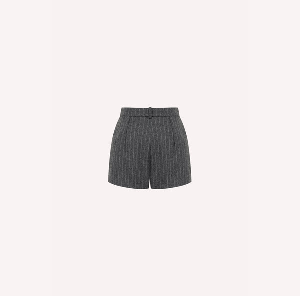 Striped Wool Tailored Shorts