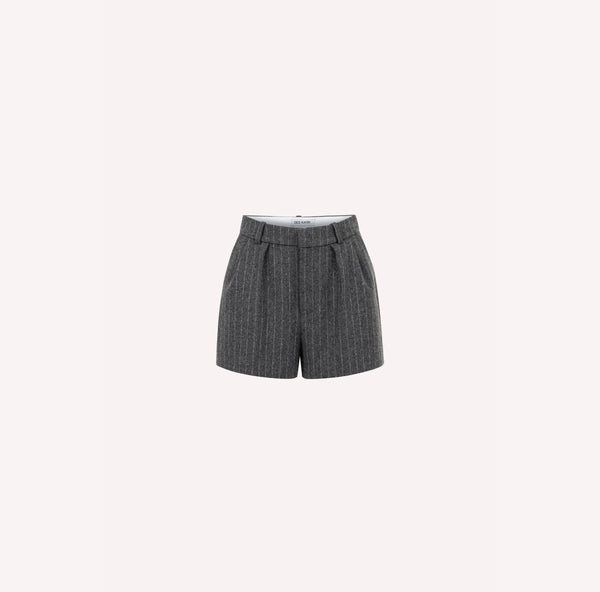 Striped Wool Tailored Shorts