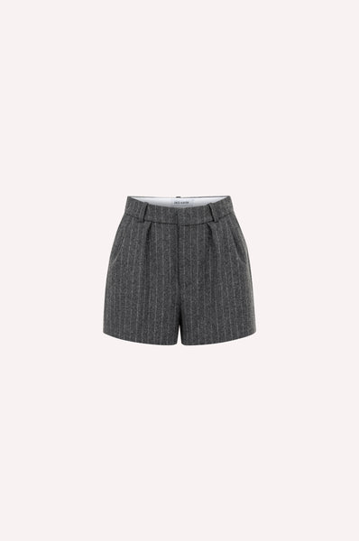 Striped Wool Tailored Shorts