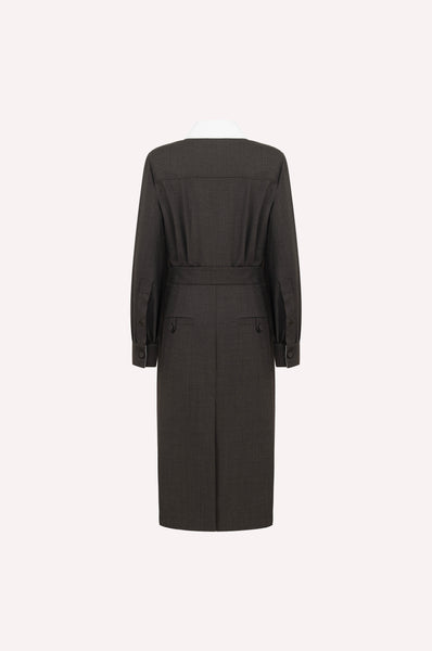 Wool Dress with Contrast Collar