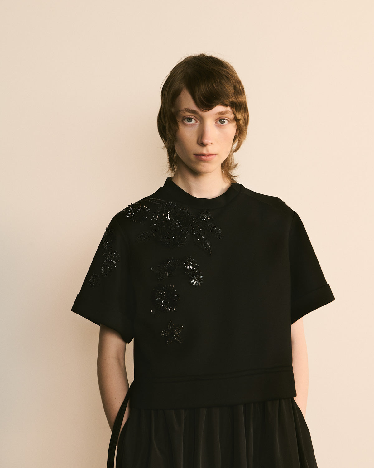 Black Embellished Sweatshirt Midi Dress