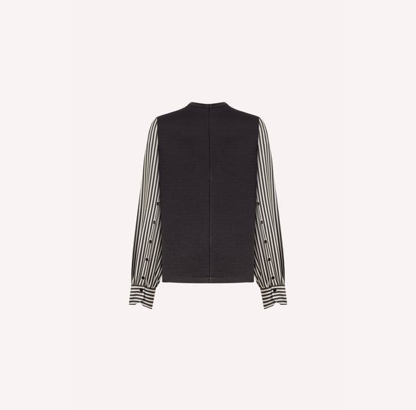 Sweatshirt with Striped Sleeves