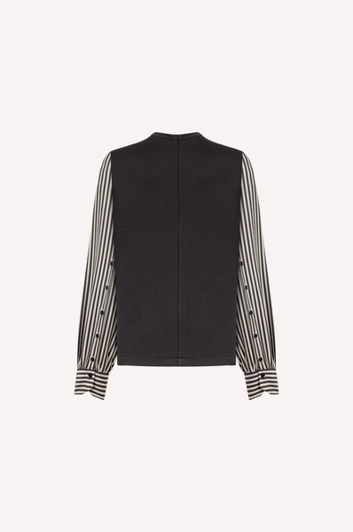 Sweatshirt with Striped Sleeves