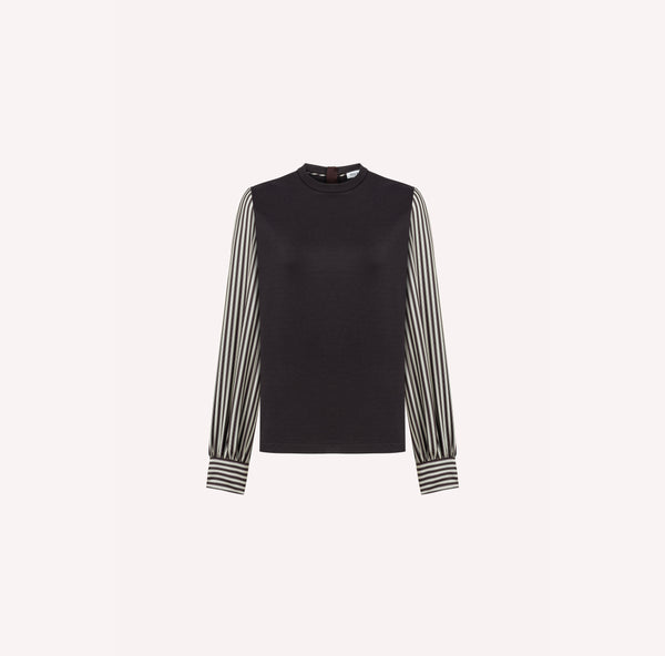 Sweatshirt with Striped Sleeves