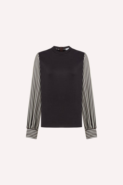 Sweatshirt with Striped Sleeves