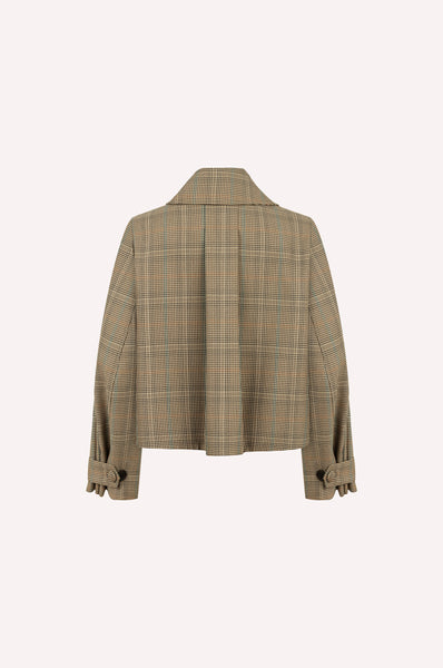 Cropped Plaid Jacket with Double-Breasted Closure