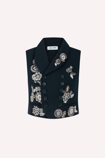 Embroidered Vest with Crystal Embellishments