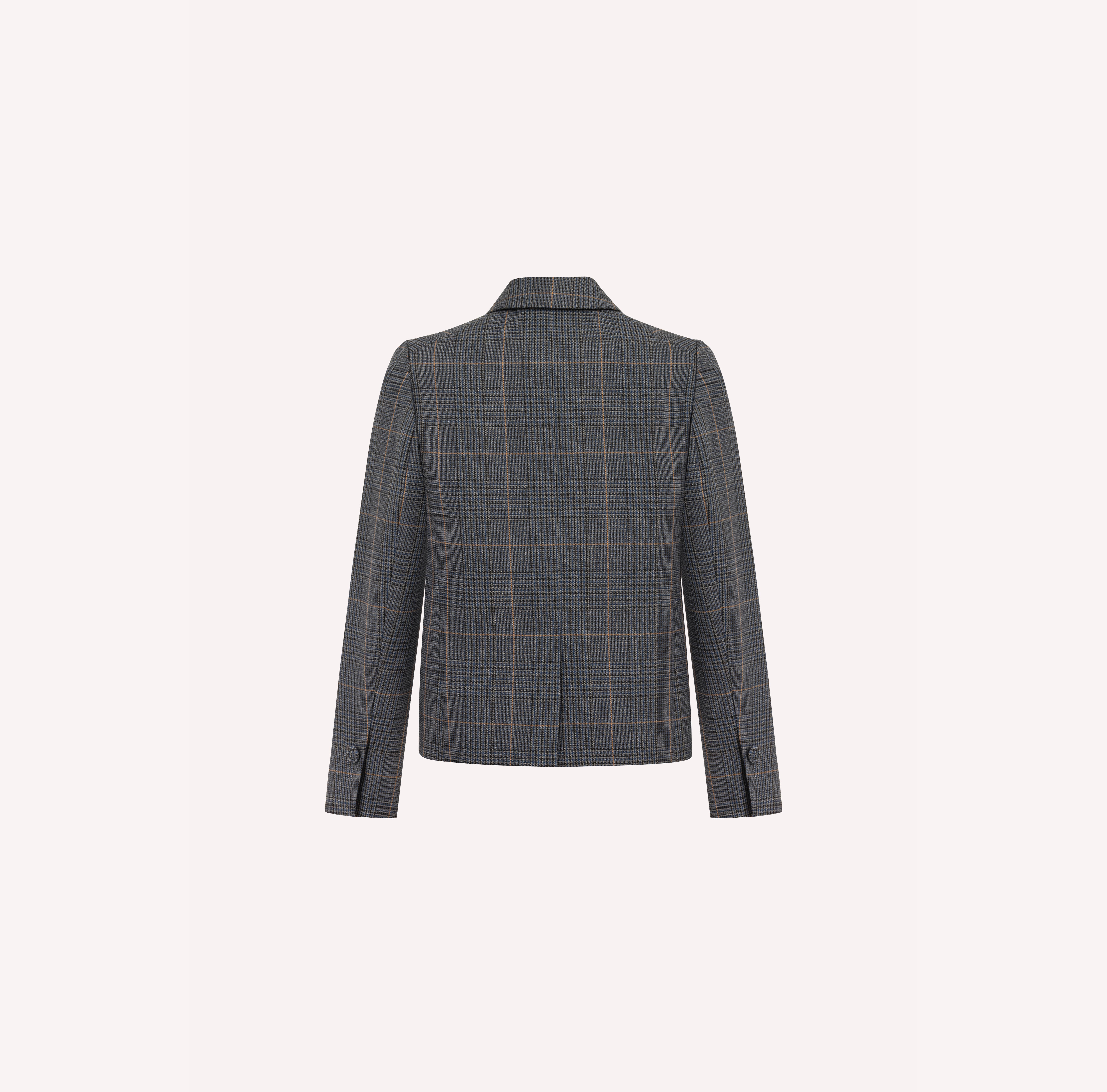 Blue Checked Wool Double-Breasted Jacket