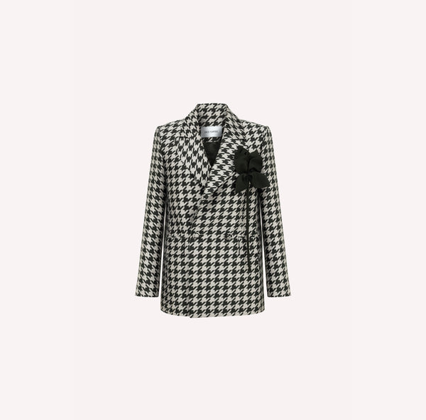 Green Pied-de-Poule Wool Blazer