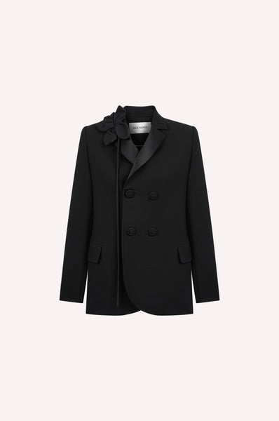 Double-Breasted Jacket with Rose Detail