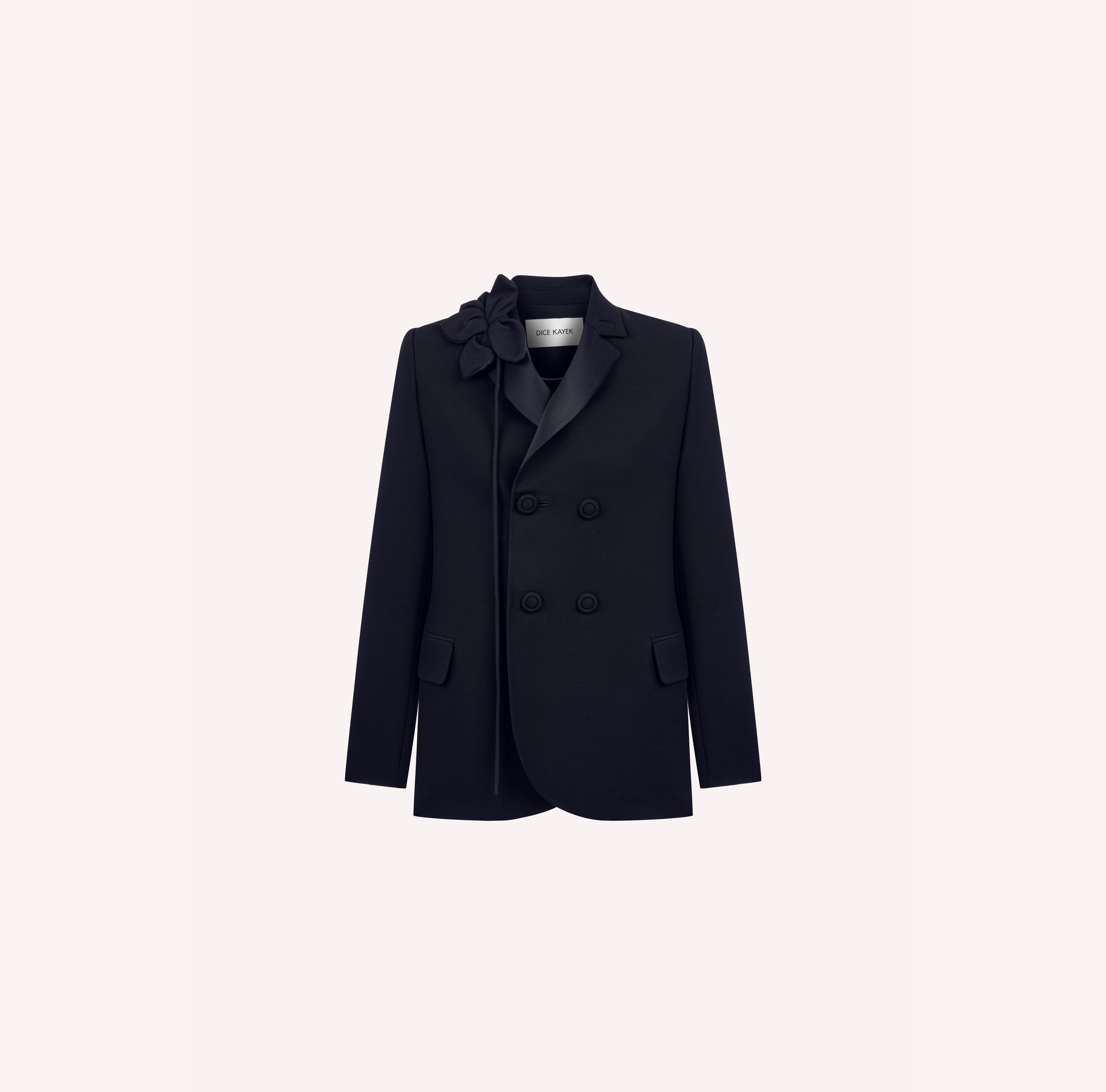 Double-Breasted Jacket with Rose Detail