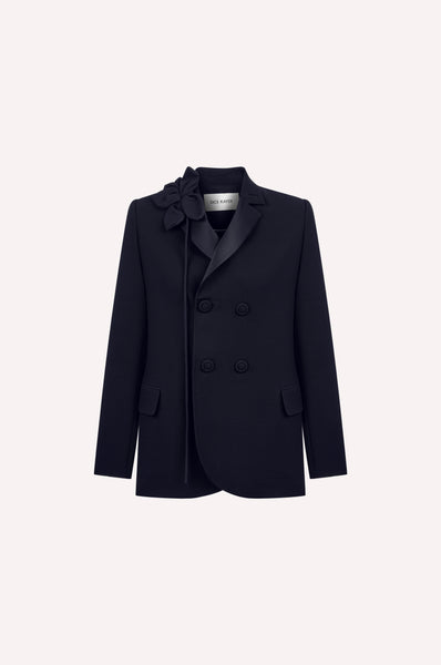 Double-Breasted Jacket with Rose Detail