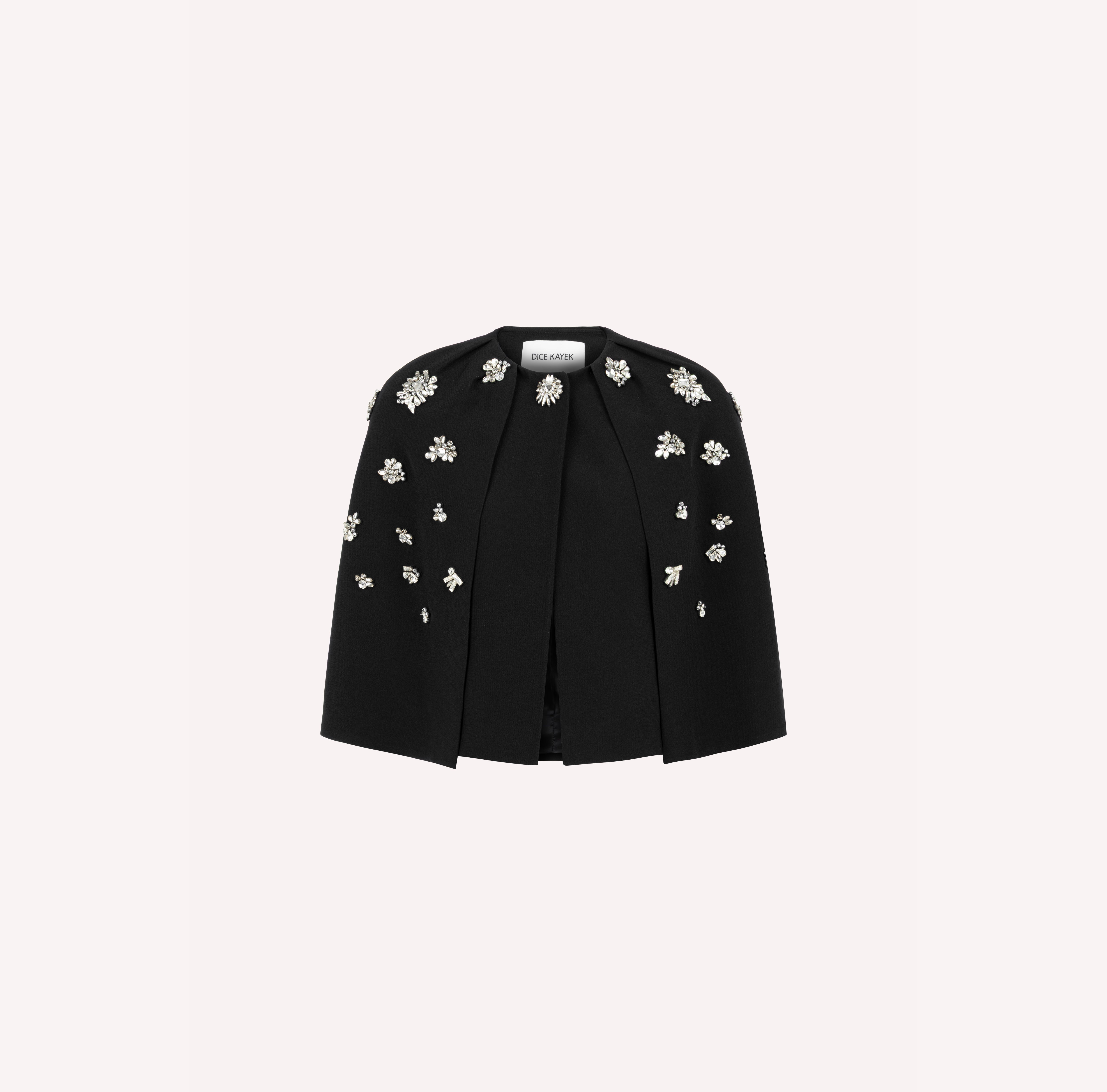 Crystal-Embellished Structured Cape