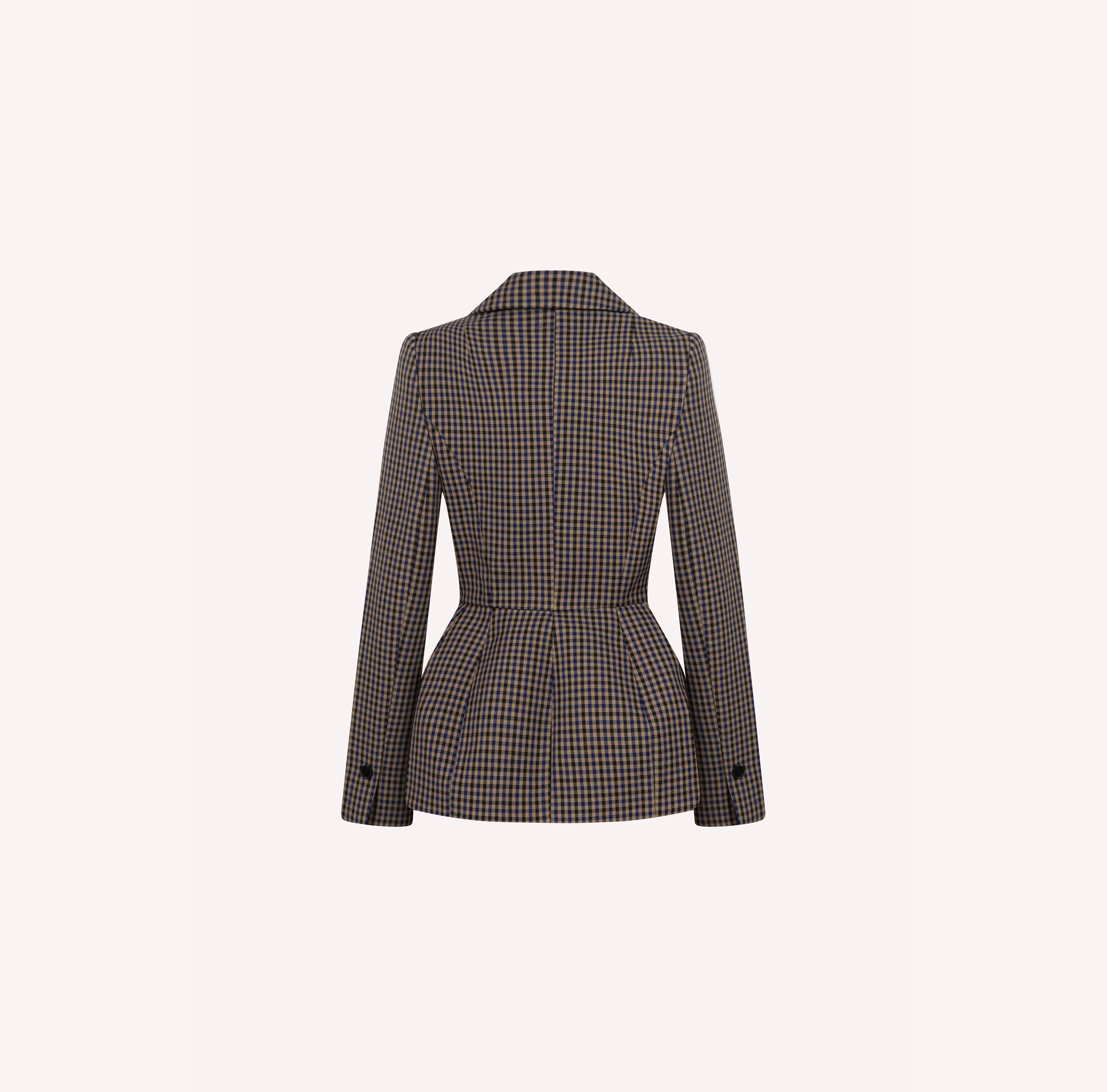 Checked Sculptural Peplum Jacket