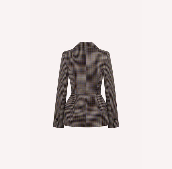 Checked Sculptural Peplum Jacket