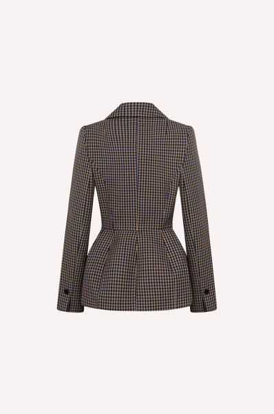 Checked Sculptural Peplum Jacket