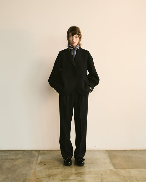 Double-Breasted Jacket with Denim Sleeves