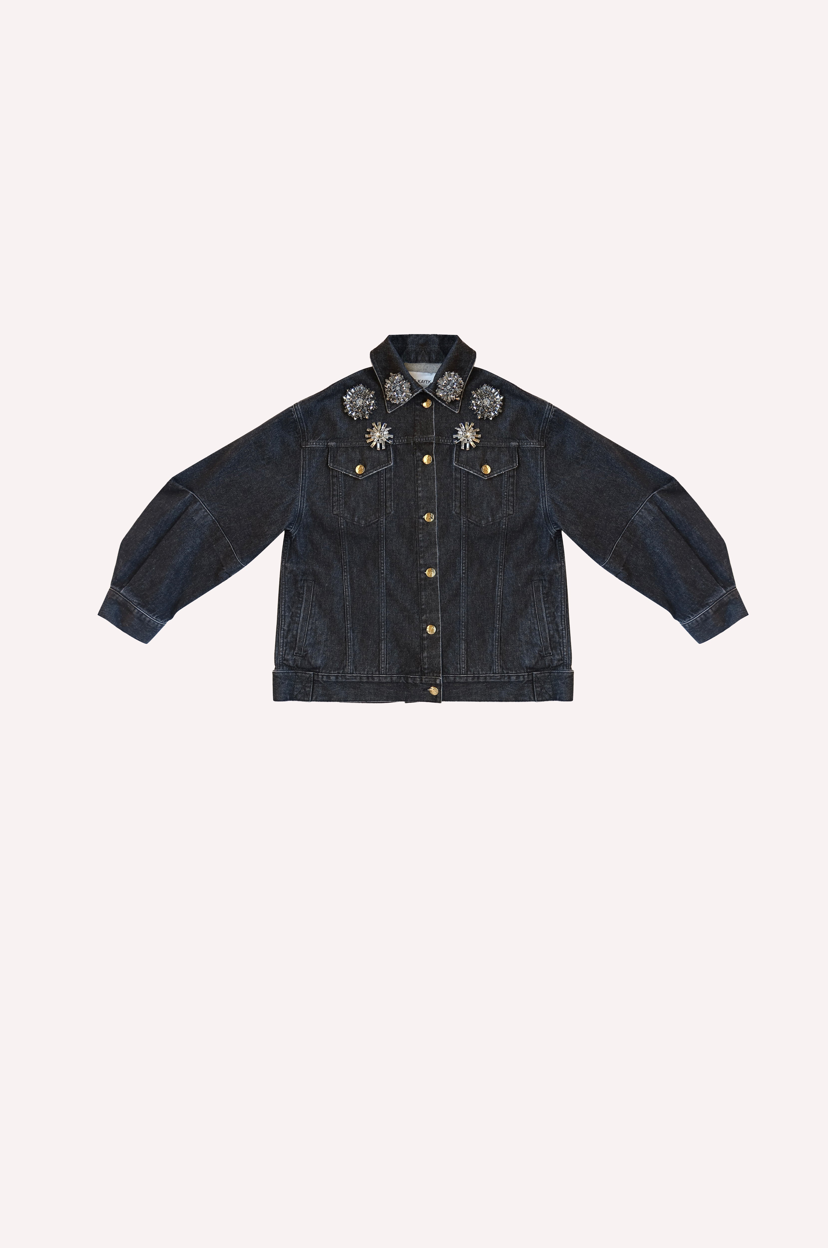 Crystal-Embellished Oversized Denim Jacket