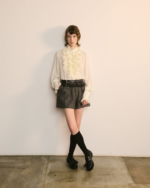 Striped Wool Tailored Shorts