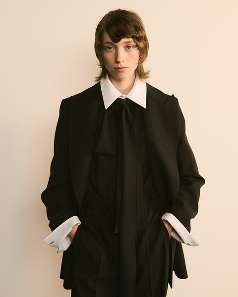 Wool Shirt with Contrast Collar