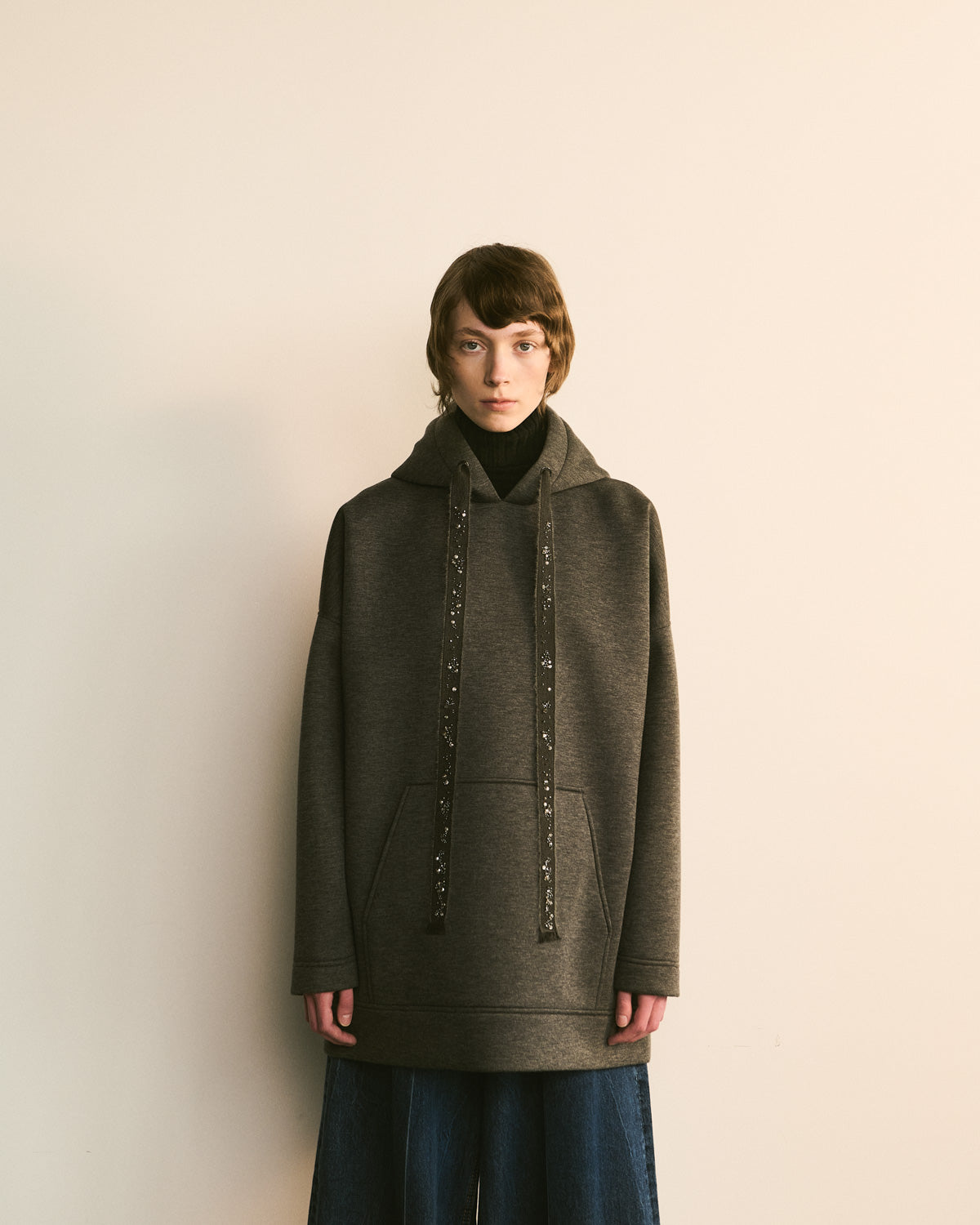 Embellished Drawstring Oversized Sweatshirt