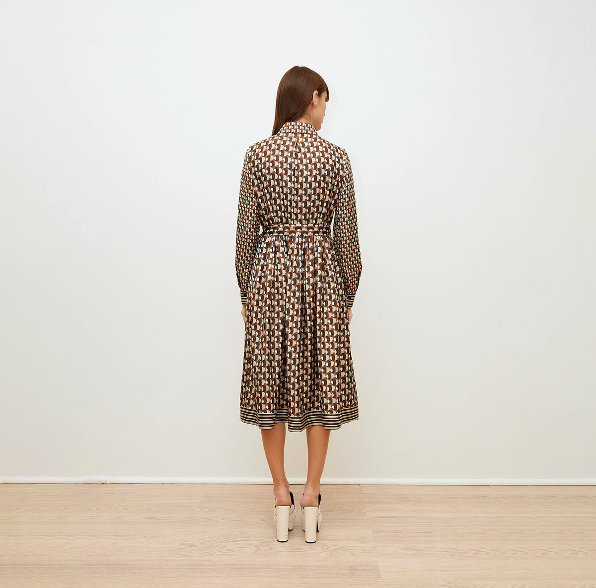 Geometric Print Silk Midi Dress