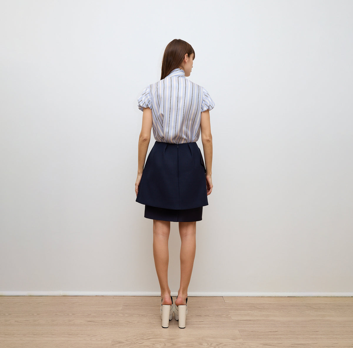 Navy Blue Sculptural Bow Mini Skirt