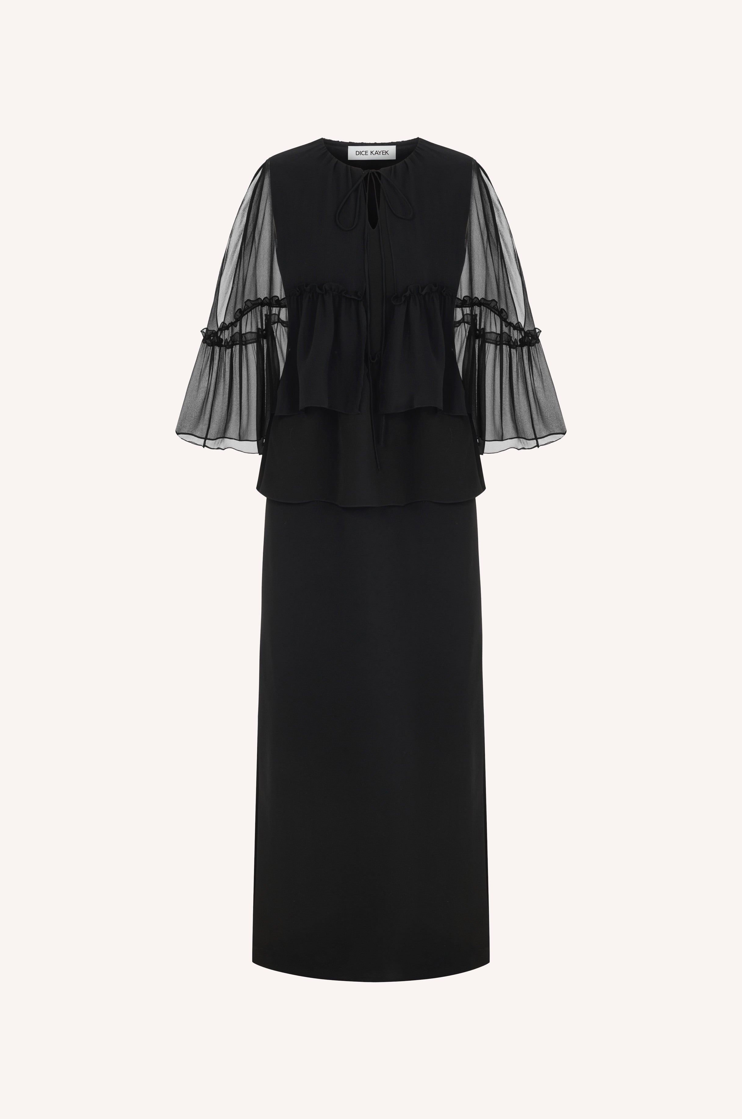 Ruffled Maxi Cape Dress