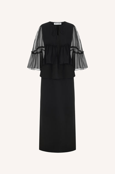 Ruffled Maxi Cape Dress