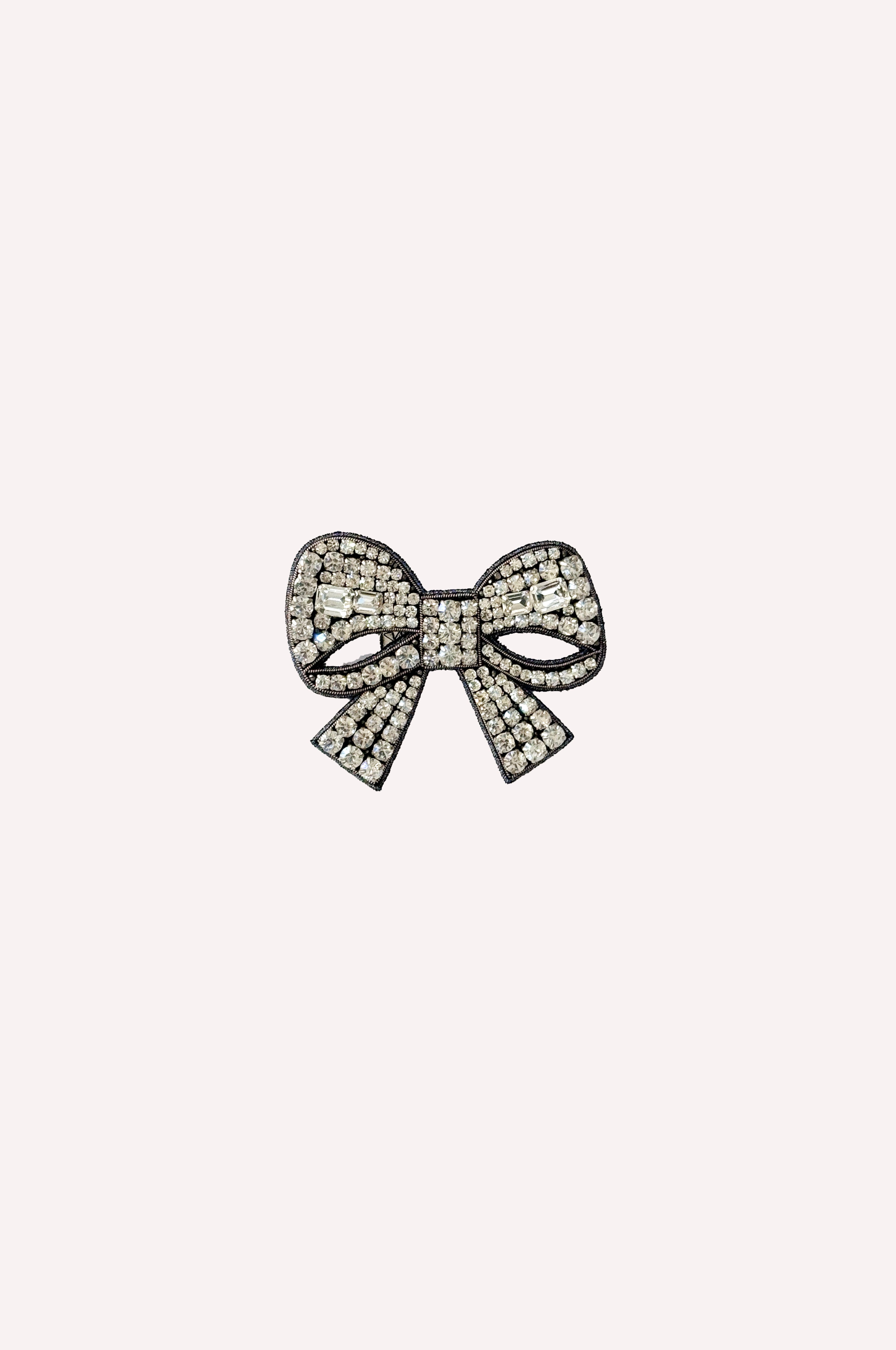 Crystal-Embellished Bow Brooch