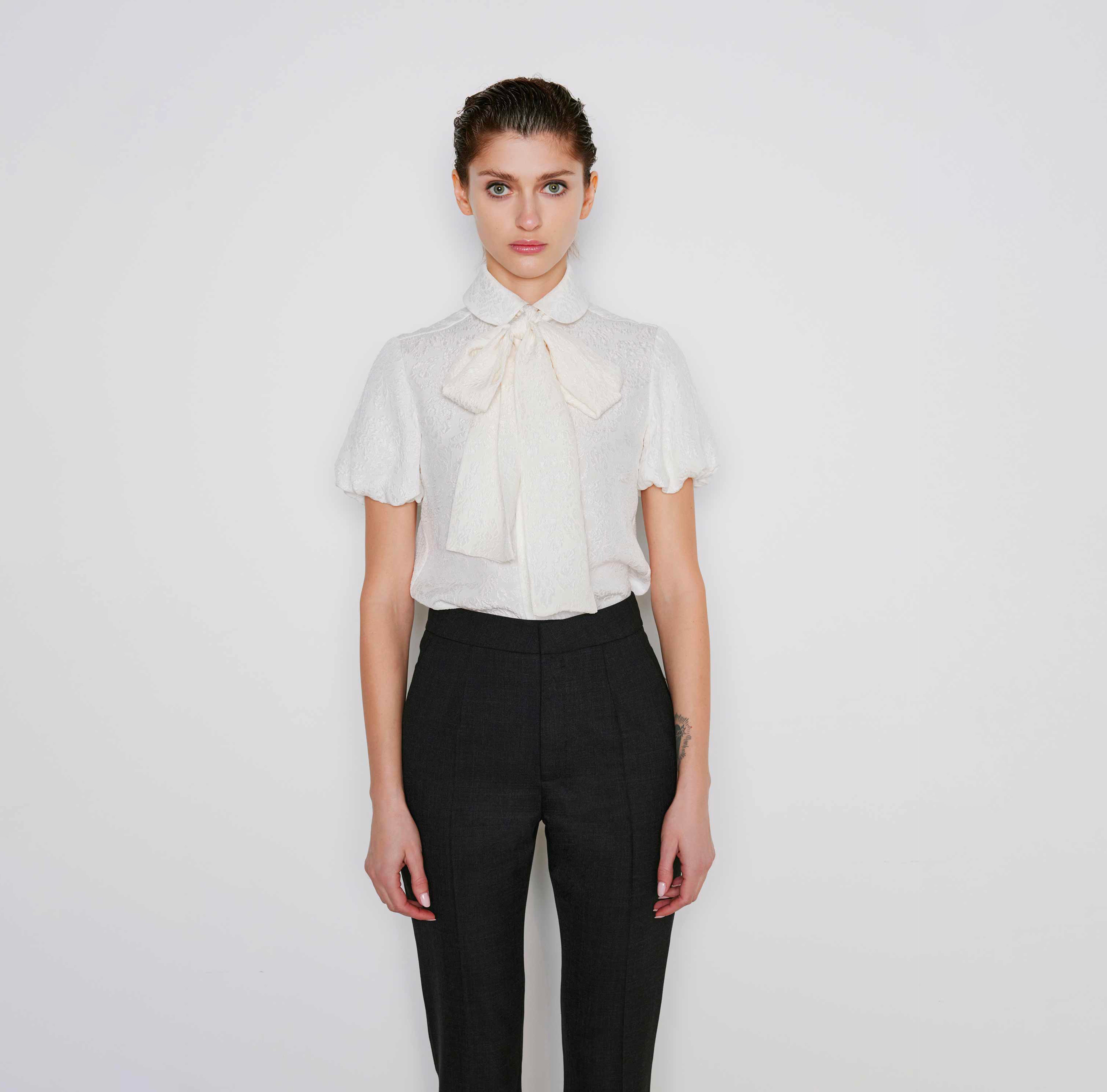 Chic Silk Blouse with Bow Detail