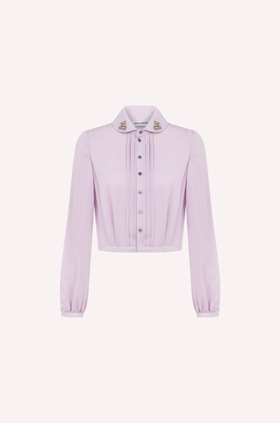 Lilac Embellished-Collar Blouse