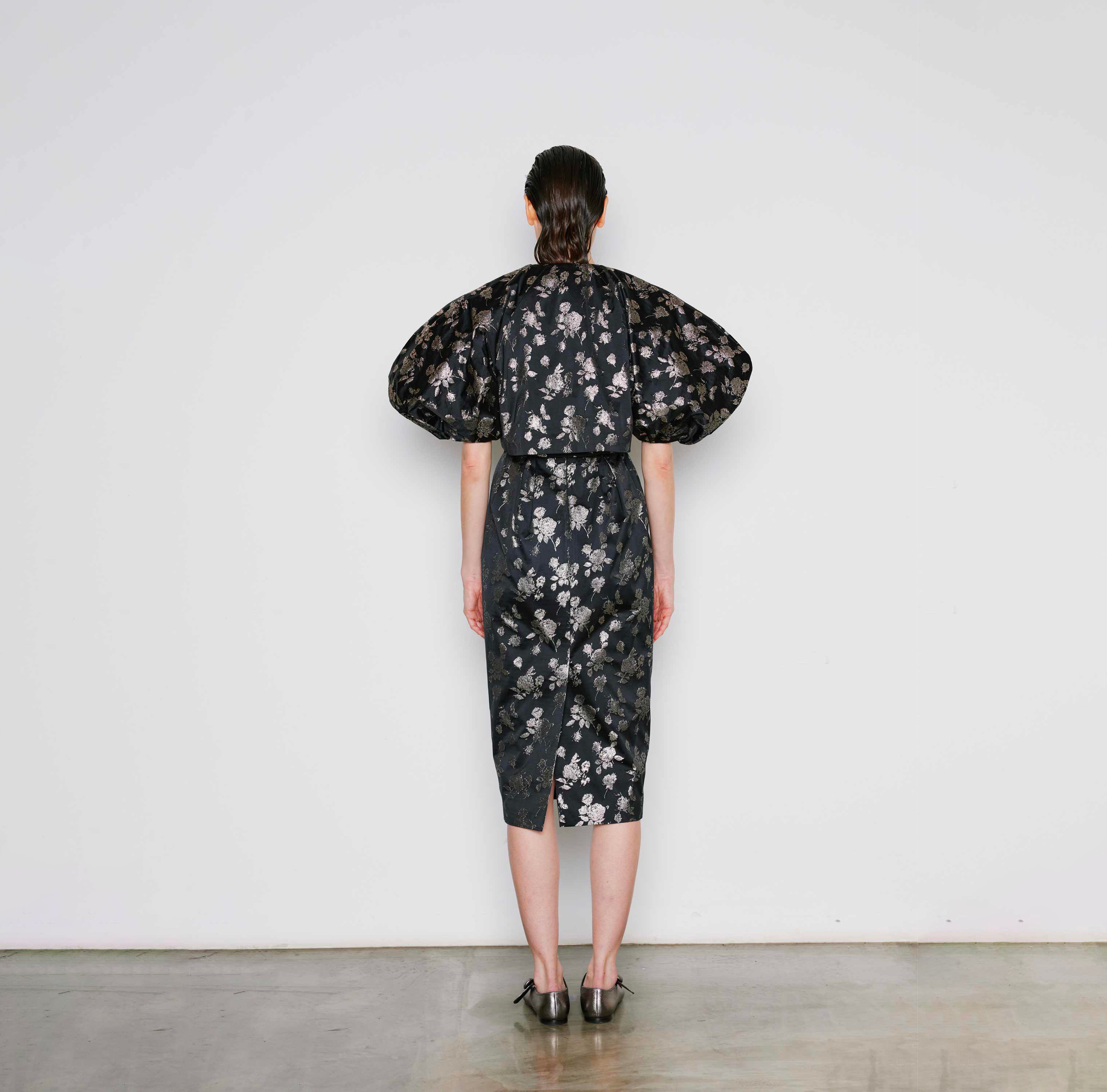 Brocade Balloon Sleeve Jacket