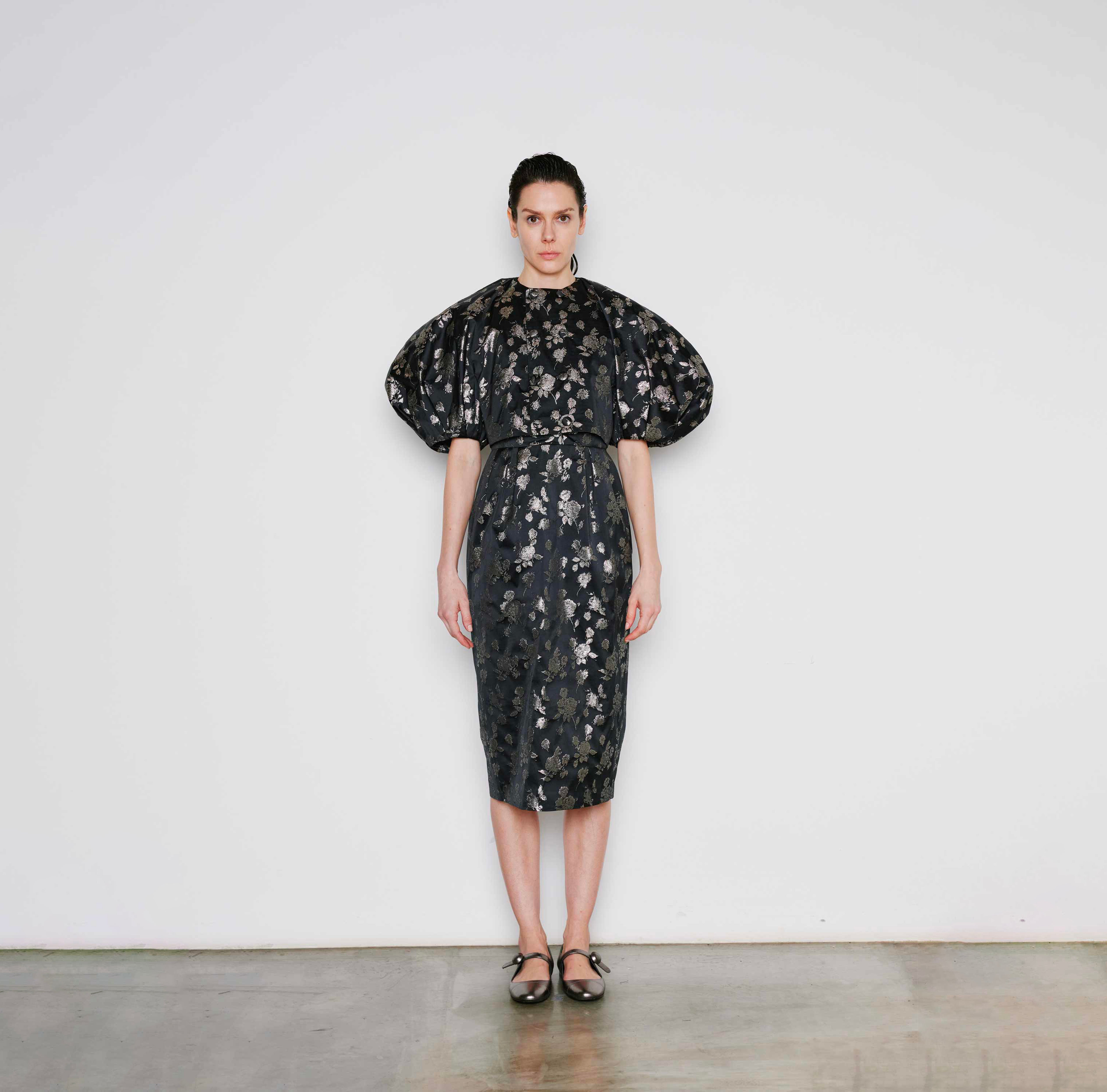 Brocade Balloon Sleeve Jacket