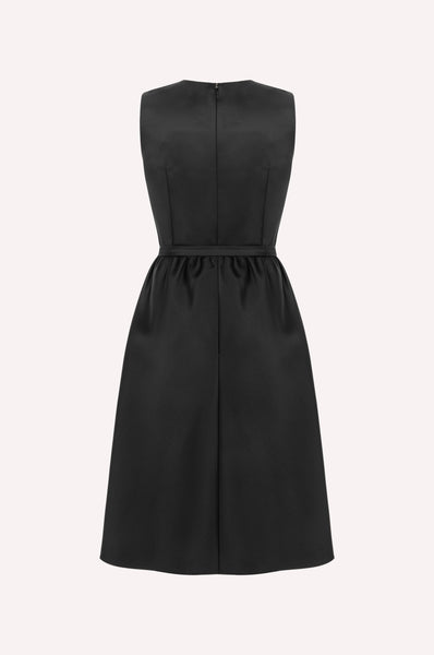 Sleeveless Belted Satin Dress