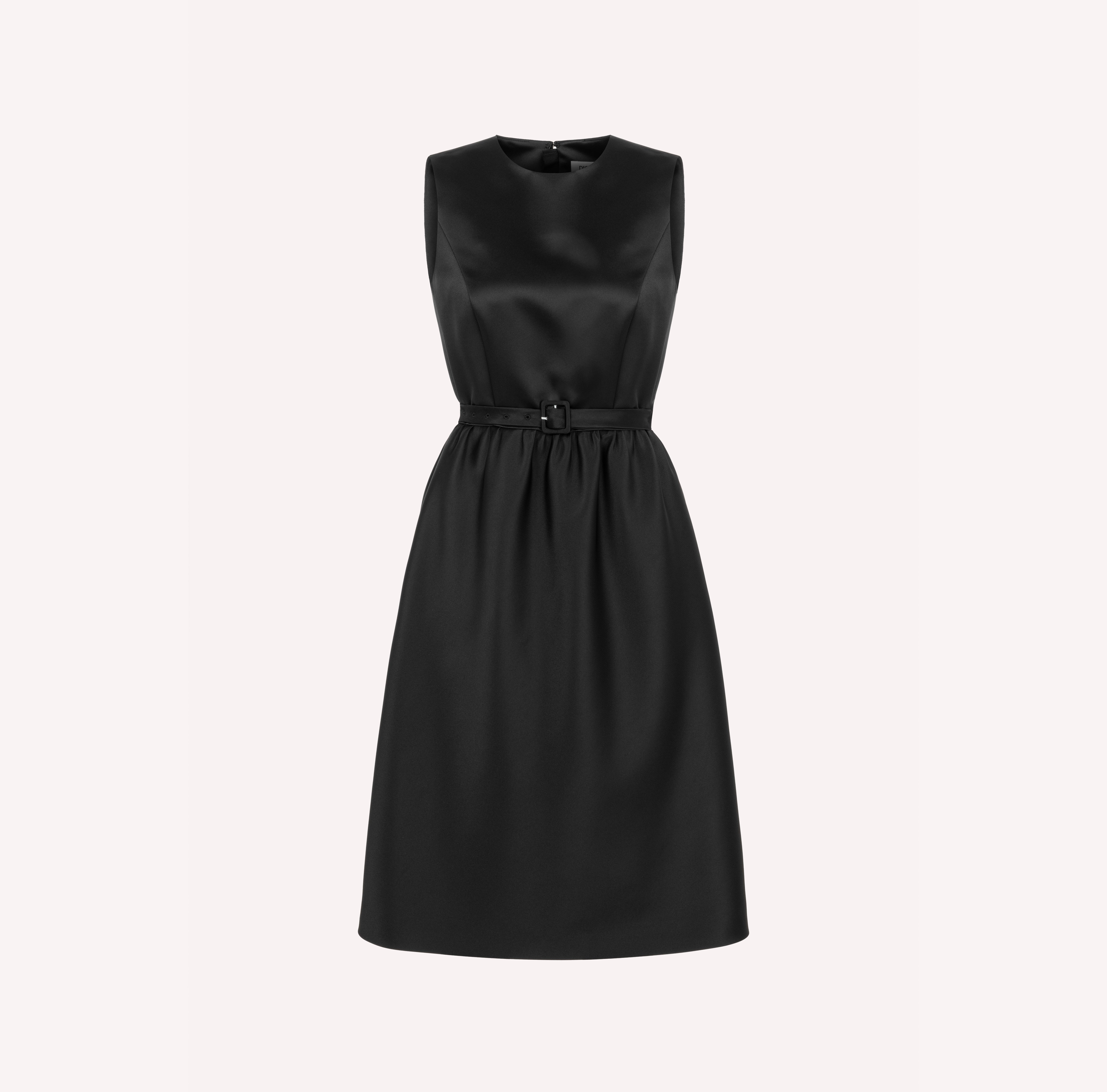 Sleeveless Belted Satin Dress