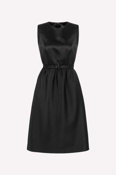 Sleeveless Belted Satin Dress