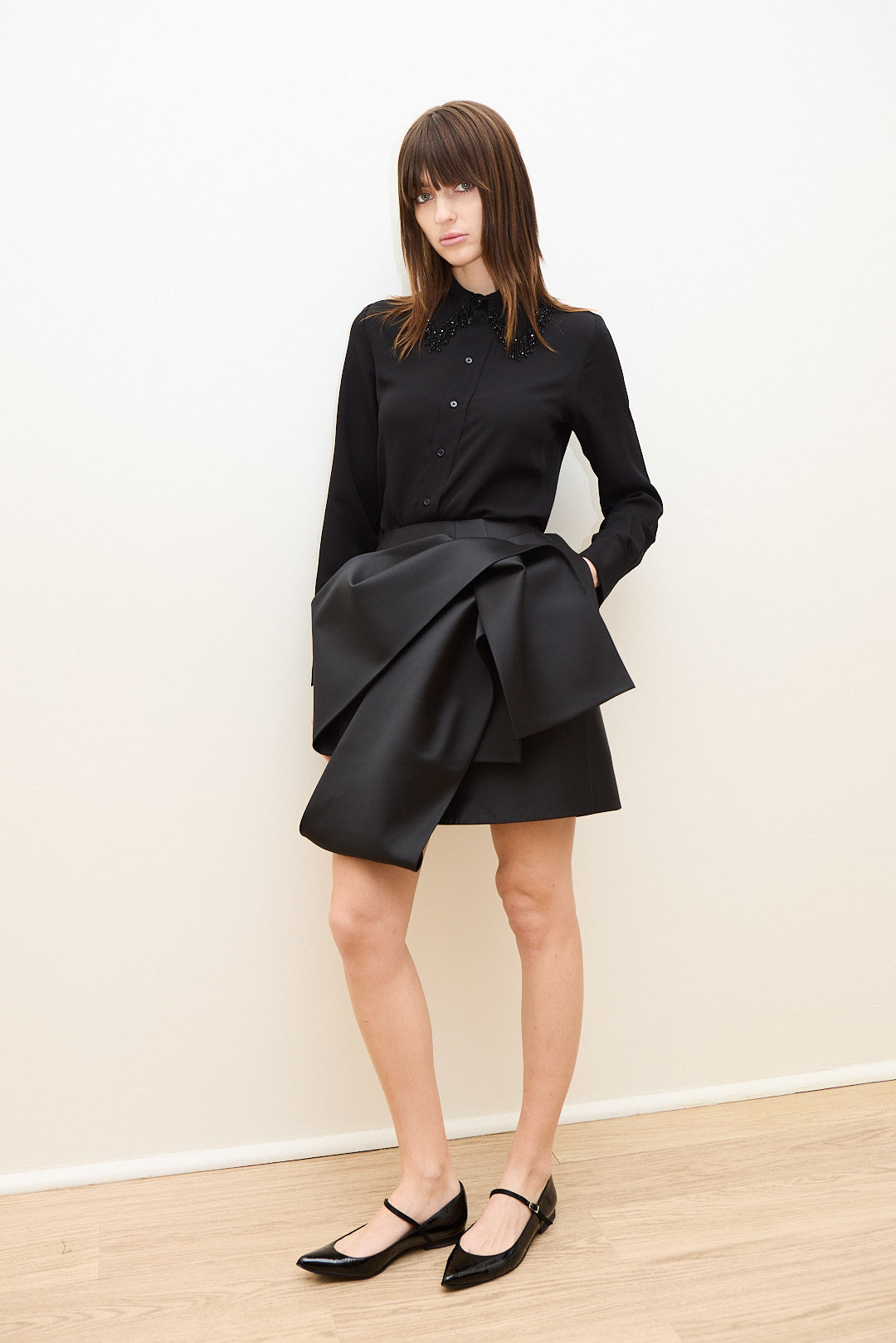 Embellished Collar Silk Blouse
