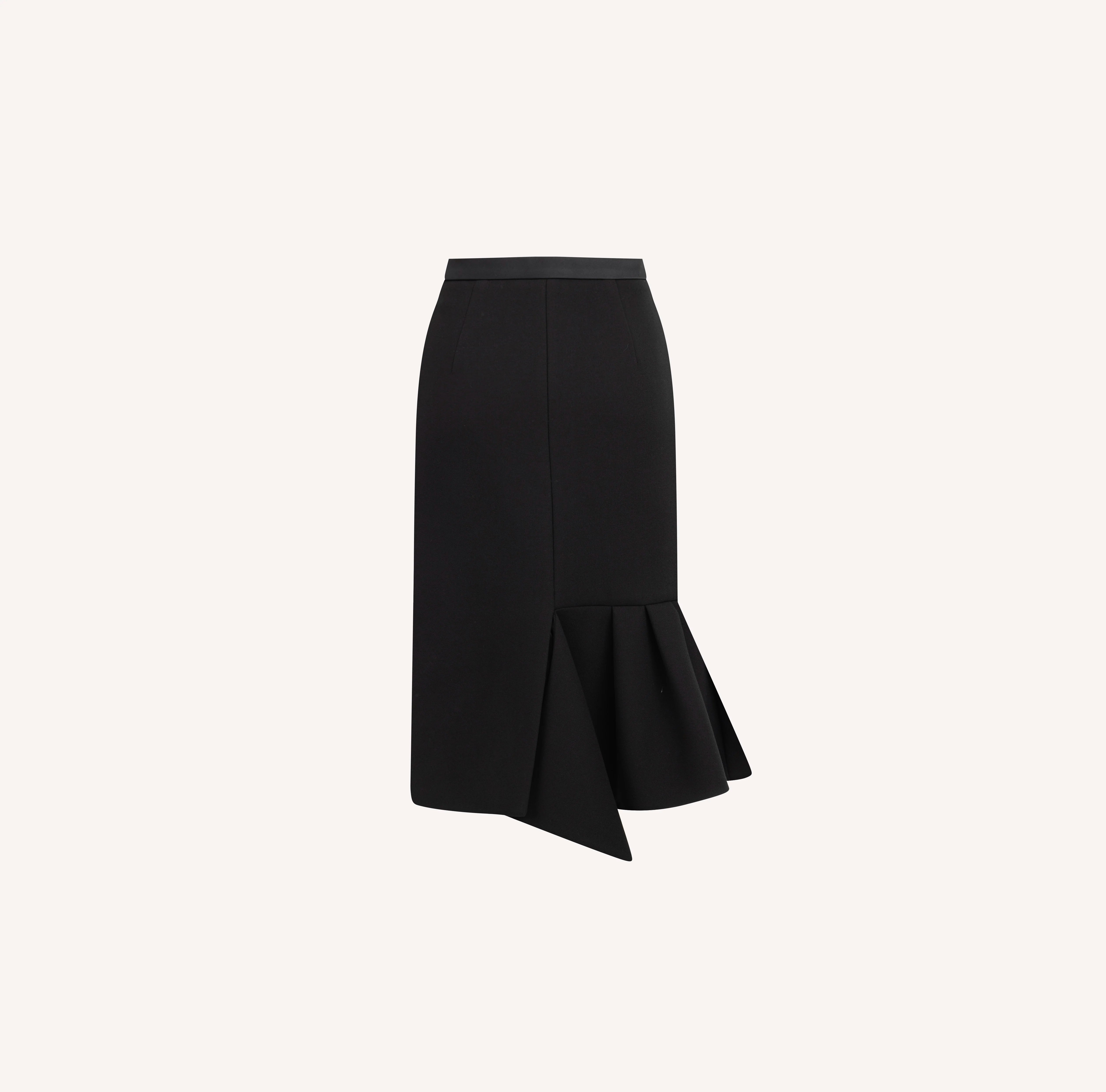 Asymmetric Hem Midi Skirt