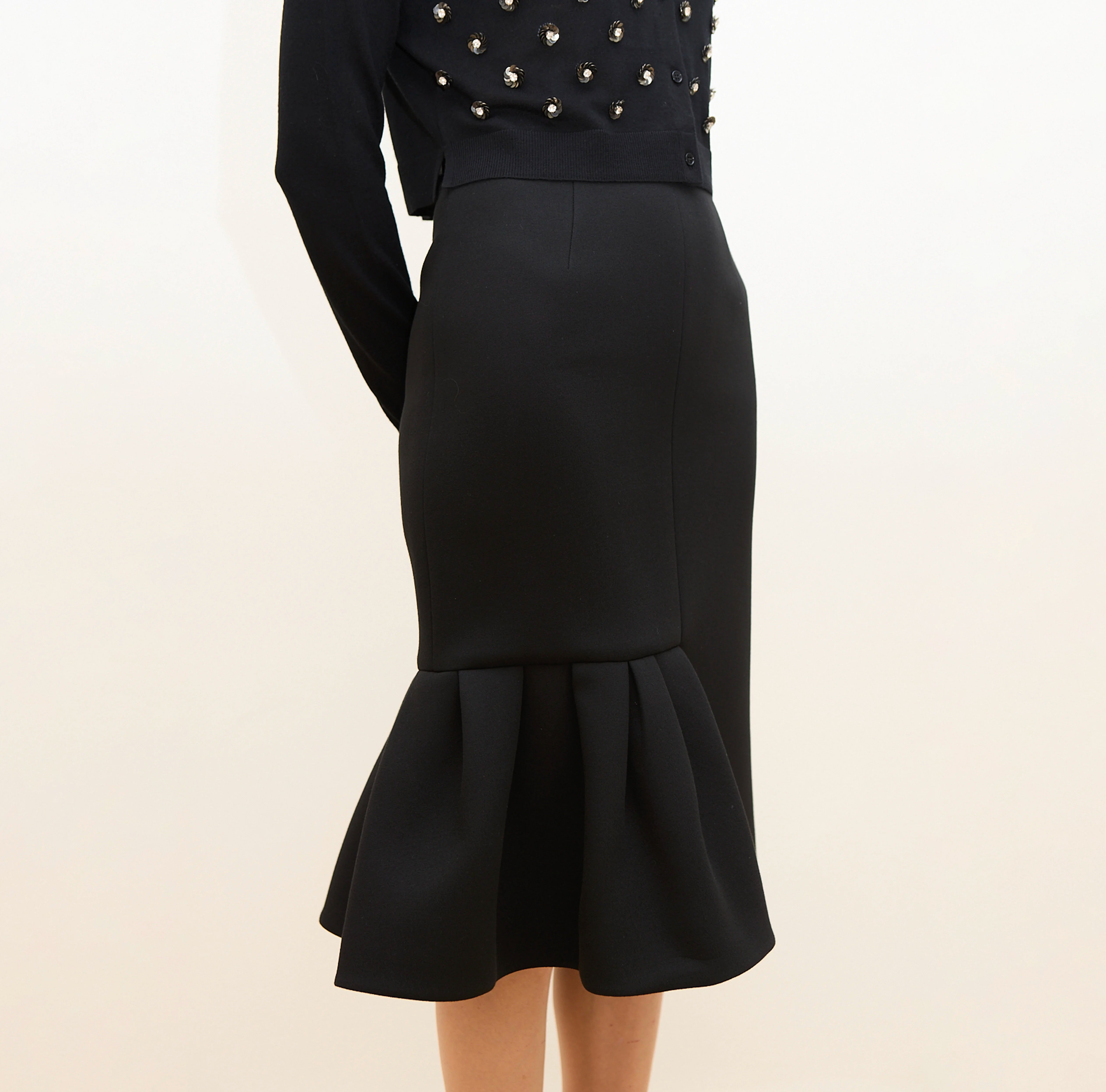 Asymmetric Hem Midi Skirt
