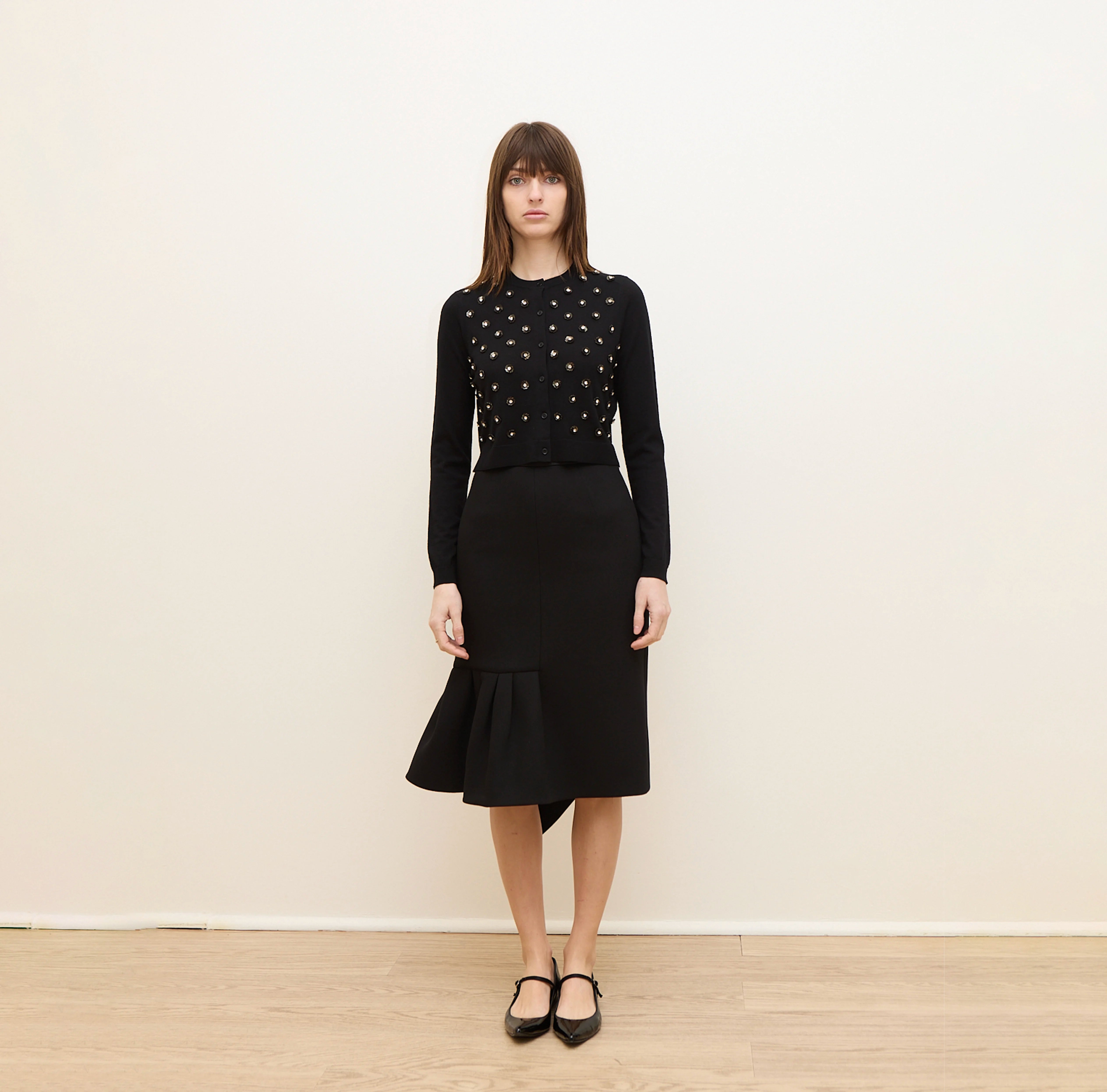 Asymmetric Hem Midi Skirt