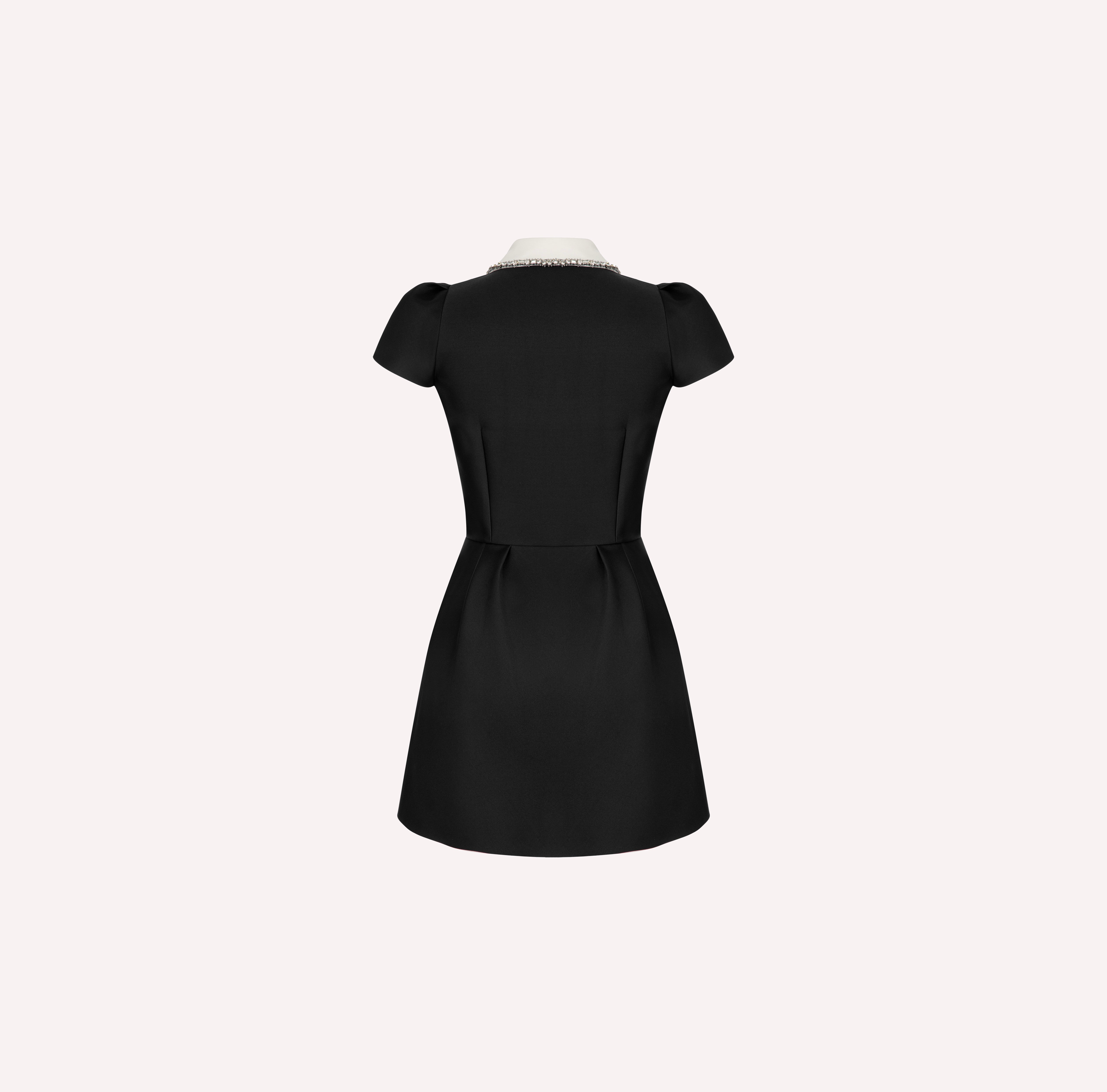 Crystal-Collar Plastron Mini Dress