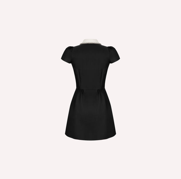 Crystal-Collar Plastron Mini Dress
