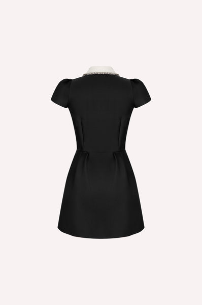 Crystal-Collar Plastron Mini Dress