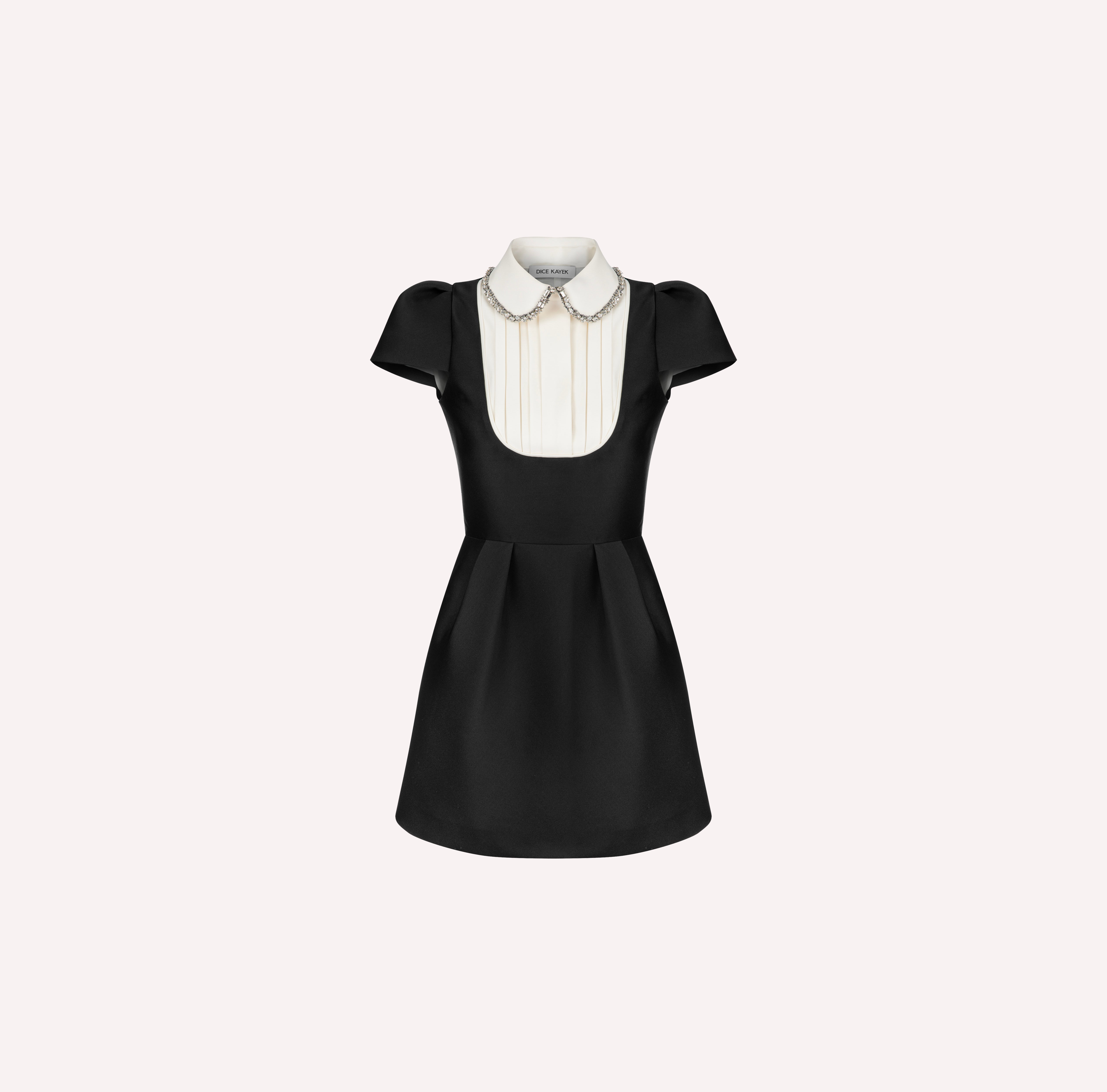 Crystal-Collar Plastron Mini Dress